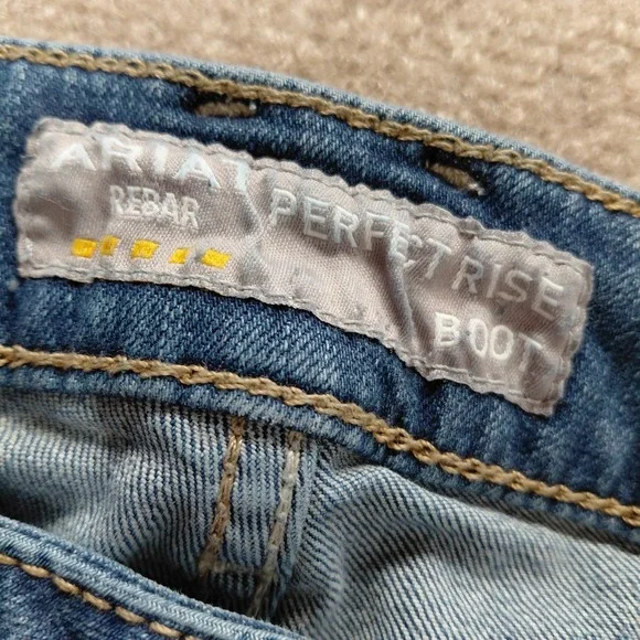 Ariat Rebar Perfect Rise Boot Jeans Womens Size 20WR Malibu Blue Riveter - Picture 14 of 16